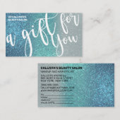 Cerulean Blue Blauwgroen Triple Glitter Cadeaubon Visitekaartje (Voorkant / Achterkant)