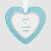 Cerulean Blue Brocade Keepomwille Photo Template Ornament (achterkant)