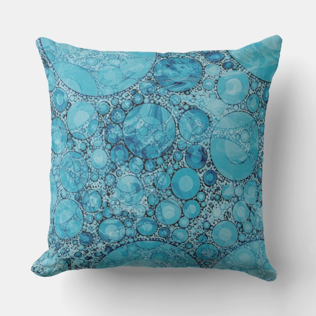 Cerulean Blue Bubble Pattern Pillow Buitenkussen (Voorkant)