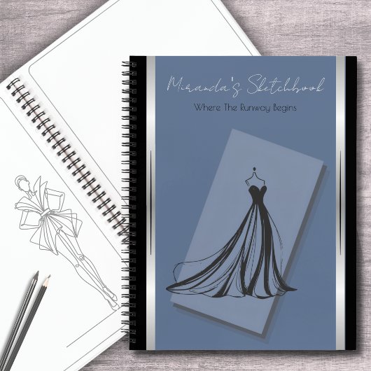 Cerulean Blue Couture Mode Schetsboek Journaal Notitieboek
