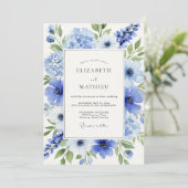 Cerulean Blue Dreamy Spring Wedding Kaart (Staand voorkant)