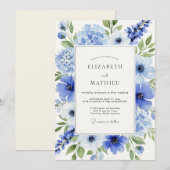 Cerulean Blue Dreamy Spring Wedding Kaart (Voorkant / Achterkant)