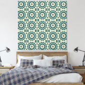 Cerulean Blue en Oerwoud Green Tiled Pattern Canvas Afdruk (Insitu (Slaapkamer))