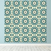 Cerulean Blue en Oerwoud Green Tiled Pattern Canvas Afdruk (Insitu (Houten vloer))