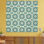 Cerulean Blue en Oerwoud Green Tiled Pattern Canvas Afdruk (Insitu (Woonkamer))