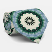 Cerulean Blue en Oerwoud Green Tiled Pattern Stropdas (Opgerold)