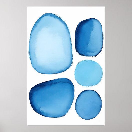 Cerulean Blue Essence Abstract Poster (Voorkant)