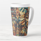 Cerulean Blue "Meso-Amerikaans Motief" Tall Latte  Latte Mok (Rechterhoek)