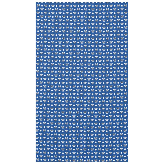 Cerulean Blue met witte Polka Dots Cartoon Bogen Tafelkleed (Voorkant)