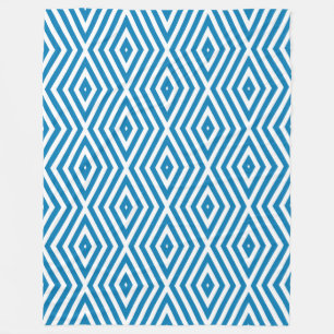 Cerulean Blue Moods Diamond Chevrons Fleece Deken