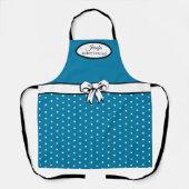 Cerulean Blue Polka Dot White Bow gepersonaliseerd Schort (Voorkant)