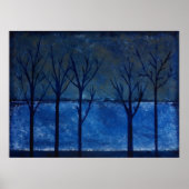 Cerulean - Blue & Silver Abstract Landscape Art Poster (Voorkant)