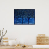Cerulean - Blue & Silver Abstract Landscape Art Poster (Keuken)