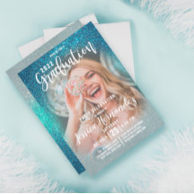 Cerulean Blue Triple Glitter Photo Afstuderen