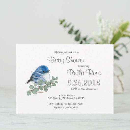 Cerulean Blue Warbler Bird Baby shower Kaarten (Staand voorkant)