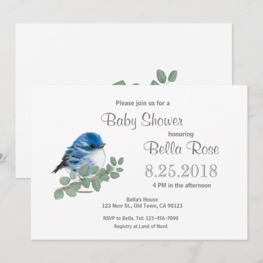 Cerulean Blue Warbler Bird Baby shower Kaarten (Voorkant / Achterkant)