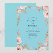 Cerulean Blush Loof Eucalyptus Bruiloft Kaart (Voorkant / Achterkant)