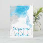 CERULEAN BUTTERFLY BRUILOFT Uitnodiging (Staand voorkant)