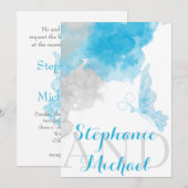 CERULEAN BUTTERFLY BRUILOFT Uitnodiging (Voorkant / Achterkant)