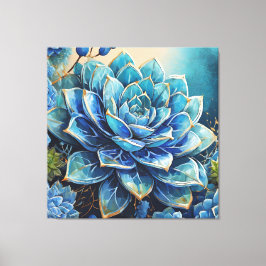 Cerulean Charm: Huidige Succulent Canvas Afdruk
