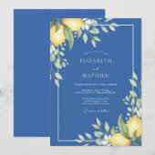 Cerulean Citrus Citroen Eucalyptus Bruiloft Kaart (Voorkant / Achterkant)