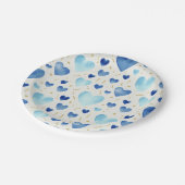 Cerulean Dream Watercolor Hearts Pattern Papieren Bordje (Gekanteld)