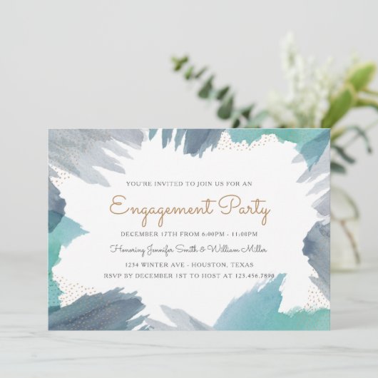 Cerulean Engagement Party Kaart (Staand voorkant)