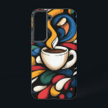 Cerulean Flora Samsung Galaxy Hoesje<br><div class="desc">Vet contrast van donkerblauwe en gloeiende oranje bloesems op ivoor.</div>