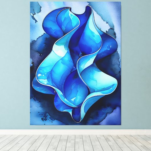 Cerulean Flow Abstract Canvas Afdruk (Insitu (Houten vloer))