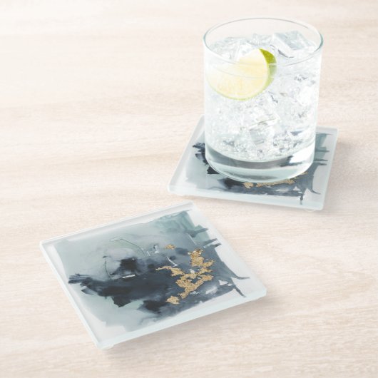 Cerulean & Gold Glazen Onderzetter (Schuin)