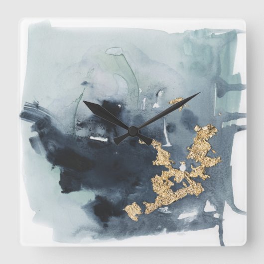Cerulean & Gold Vierkante Klok (Voorkant)