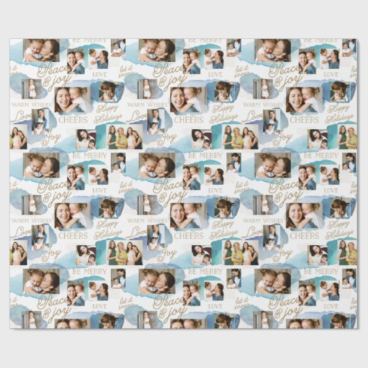 Cerulean Holiday 10 Foto Collage Cadeaupapier (Vlak)