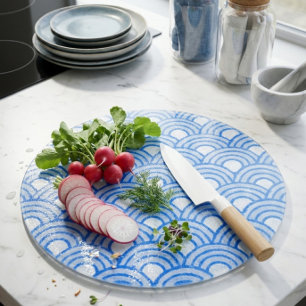 Cerulean Schubben Decoratieve Glas Snijplank