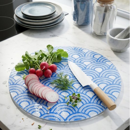 Cerulean Schubben Decoratieve Glas Snijplank