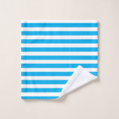 Cerulean Sky Blue & White Striped Bath Towel Set Bad Handdoek (Wasdoekje)