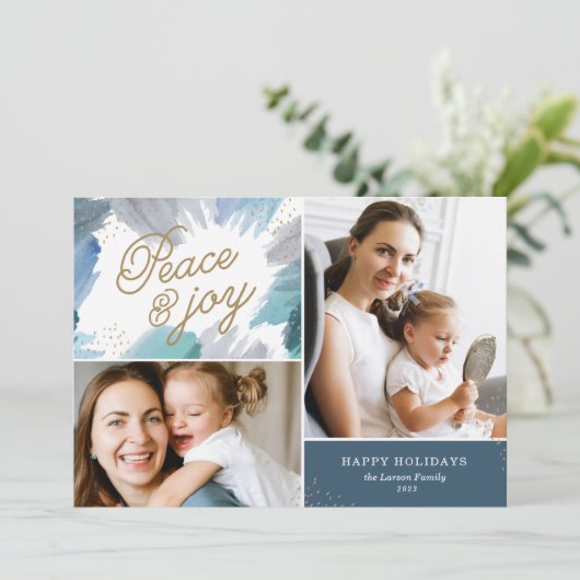 Cerulean Vakantie Fotokaart Feestdagenkaart (Staand voorkant)