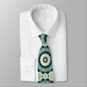 Ceruleanblauw en Jungle Green Tegelpatroon Stropdas