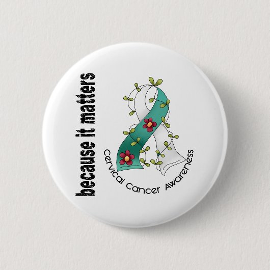Cervic Cancer Flower Ribbon 3 Ronde Button 5,7 Cm (Voorkant)