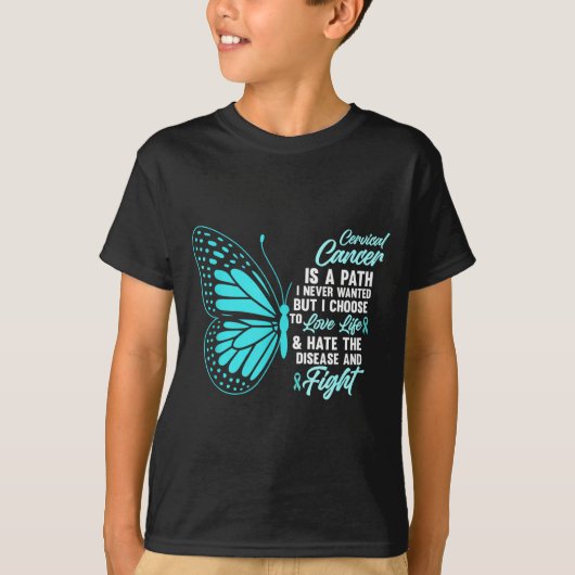 Cervical Cancer Awareness Butterfly Quote Suprt  T-shirt (Voorkant)