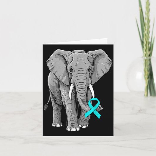 Cervical Cancer Awareness Elephant Ribbon Teal Men Kaart (Voorkant)