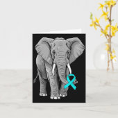 Cervical Cancer Awareness Elephant Ribbon Teal Men Kaart (Gele Bloem)