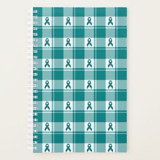 Cervical Cancer Awareness Plaid Planner, Teal Planner (Voorkant)