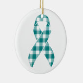 Cervical Cancer Awareness Plaid Teal Ribbon Keramisch Ornament (Rechts)