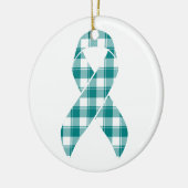 Cervical Cancer Awareness Plaid Teal Ribbon Keramisch Ornament (Links)