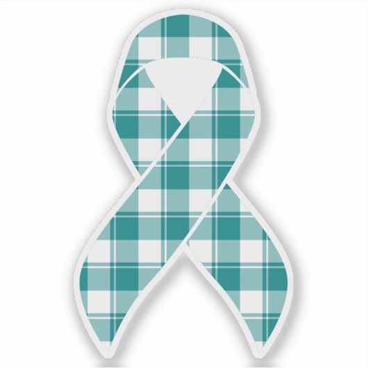 Cervical Cancer Awareness Plaid Teal Ribbon Sticker