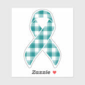 Cervical Cancer Awareness Plaid Teal Ribbon Sticker