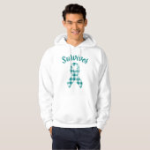 Cervical Cancer Awareness Plaid Teal Survivor Hoodie (Voorkant volledig)