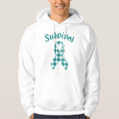 Cervical Cancer Awareness Plaid Teal Survivor Hoodie (Voorkant)