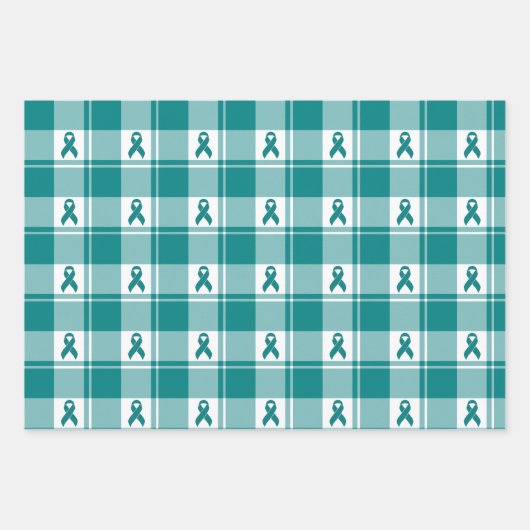 Cervical Cancer Awareness Plaid Wrapping Paper  (Voorkant 3)