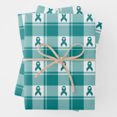 Cervical Cancer Awareness Plaid Wrapping Paper (In situ)